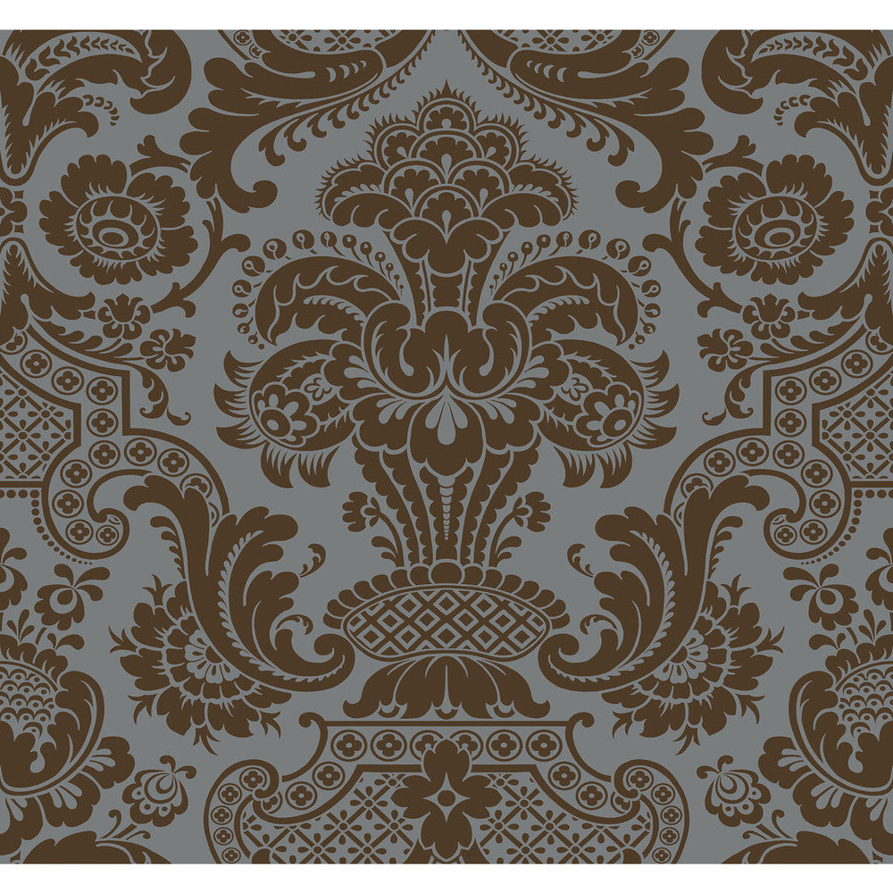 Carmen Cs Charcoal by Cole & Son Designer Wallcovering COLE & SON MARIINSKY DAMASK PAPER - 100% United Kingdom Horizontal: and Vertical: 25.25 27 - Swanky Fabrics -