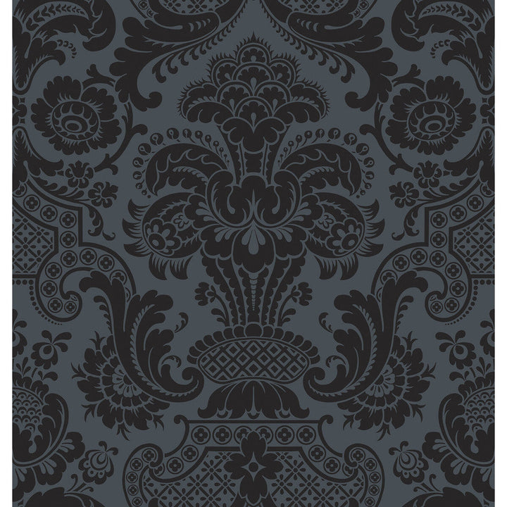 Petrouchka Charcoal by Cole & Son Designer Wallcovering COLE & SON MARIINSKY DAMASK PAPER - 100% United Kingdom - Horizontal: - and Vertical: 28.25 27 - Swanky Fabrics -