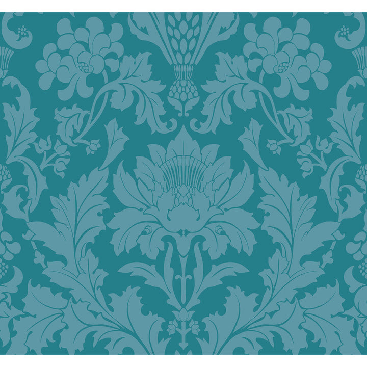 Fonteyn Teal by Cole & Son Designer Wallcovering COLE & SON MARIINSKY DAMASK PAPER - 100% United Kingdom - Horizontal: - and Vertical: 25.25 27 - Swanky Fabrics -