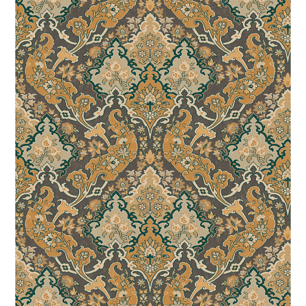 Pushkin Ginger & Charcaol by Cole & Son Wallcovering COLE & SON MARIINSKY DAMASK PAPER - 100% United Kingdom Horizontal: and Vertical: 15 27 - Fabric Carolina -