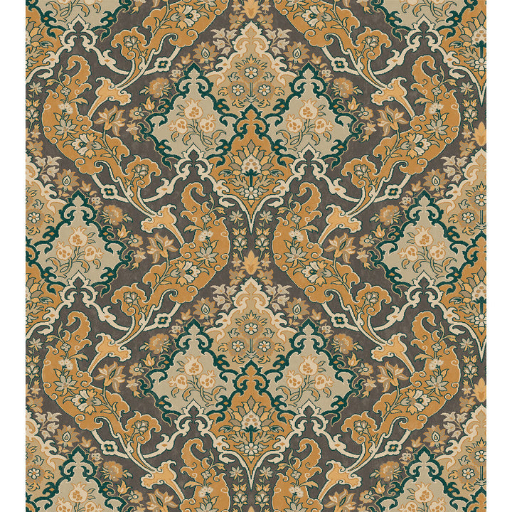 Pushkin Ginger & Charcaol by Cole & Son Designer Wallcovering COLE & SON MARIINSKY DAMASK PAPER - 100% United Kingdom Horizontal: and Vertical: 15 27 - Swanky Fabrics -