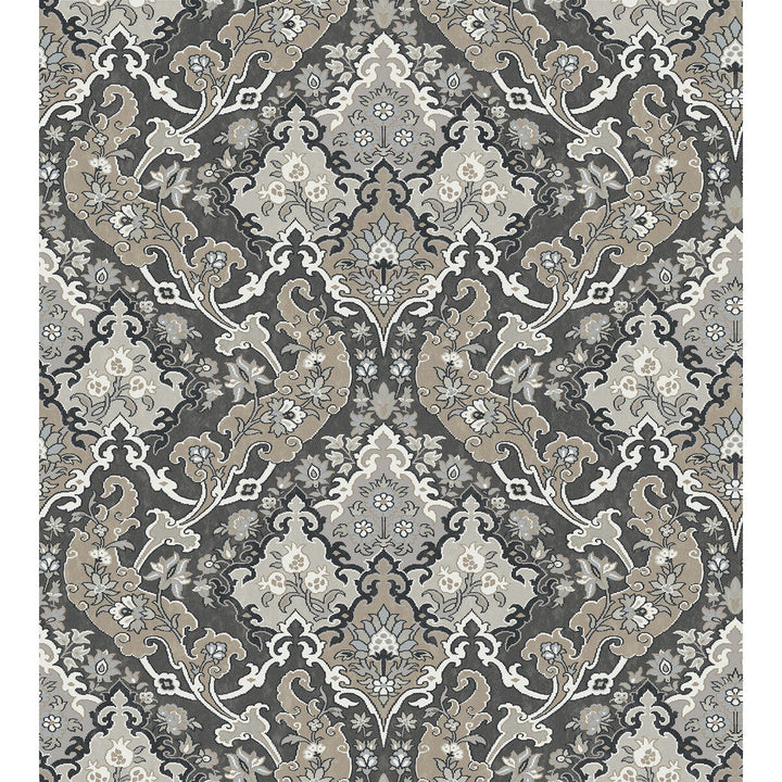 Pushkin Charcoal by Cole & Son Designer Wallcovering COLE & SON MARIINSKY DAMASK PAPER - 100% United Kingdom - Horizontal: - and Vertical: 15 27 - Swanky Fabrics -