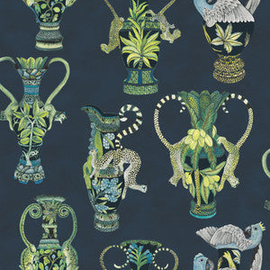 Khulu Vases Midnight by Cole & Son Wallcovering