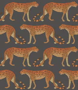 Leopard Walk Charcoal & Orange by Cole & Son Wallcovering