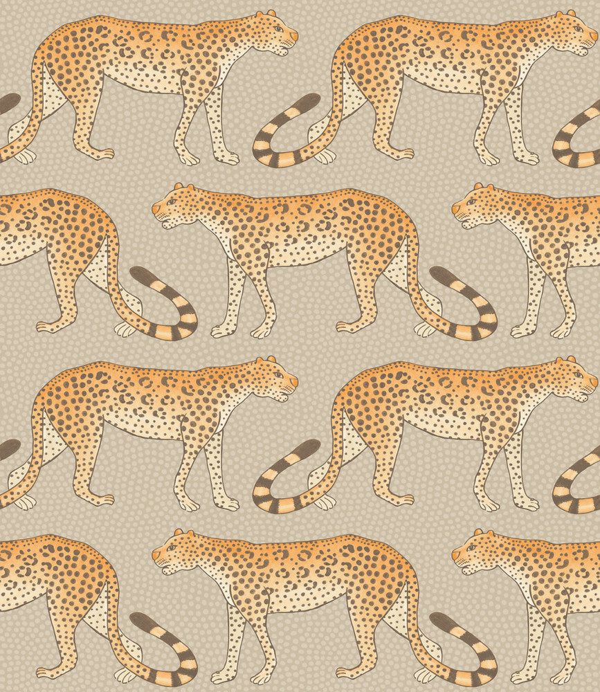 Leopard Walk Stone & Orange by Cole & Son Wallcovering