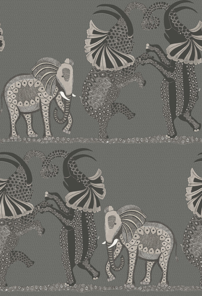 Safari Dance Charcoal Black & White by Cole & Son Wallcovering