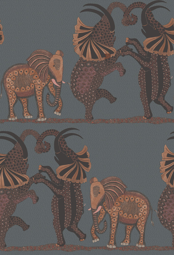 Safari Dance Charcoal & Reds by Cole & Son Wallcovering