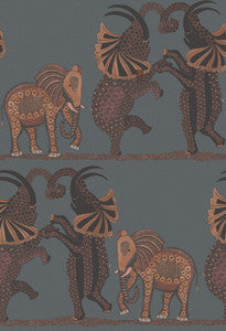 Safari Dance Charcoal & Reds by Cole & Son Wallcovering