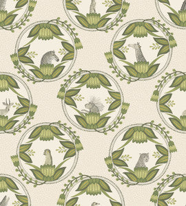Ardmore Cameos Stone & Green by Cole & Son Wallcovering