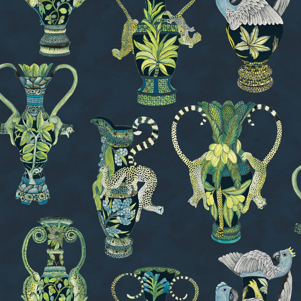 Khulu Vases Midnight by Cole & Son Wallcovering COLE & SON ARDMORE PAPER - 100% United Kingdom Horizontal: and Vertical: 27 27 - Fabric Carolina -