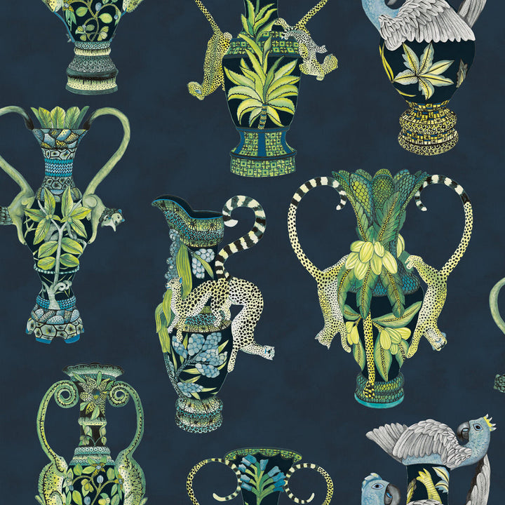Khulu Vases Midnight by Cole & Son Wallcovering COLE & SON ARDMORE PAPER - 100% United Kingdom Horizontal: and Vertical: 27 27 - Fabric Carolina -