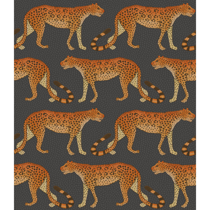 Leopard Walk Charcoal & Orange by Cole & Son Designer Wallcovering COLE & SON ARDMORE PAPER - 100% United Kingdom Horizontal: and Vertical: 12 20.5 - Swanky Fabrics -
