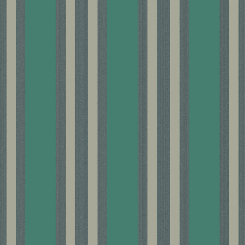 Polo Stripe Teal/Gilver by Cole & Son Wallcovering COLE & SON MARQUEE STRIPES PAPER - 100% United Kingdom - Horizontal: 20.5 and Vertical: 0 20.5 - Fabric Carolina -
