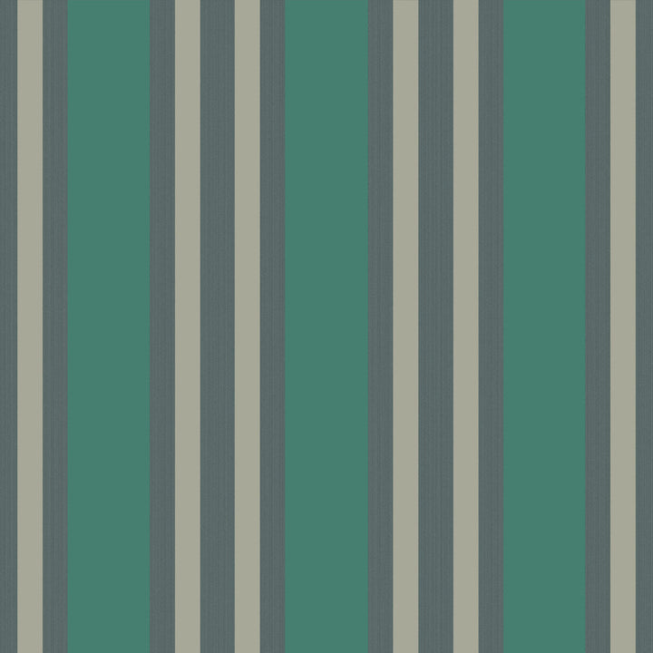 Polo Stripe Teal/Gilver by Cole & Son Wallcovering COLE & SON MARQUEE STRIPES PAPER - 100% United Kingdom Horizontal: 20.5 and Vertical: 0 20.5 - Fabric Carolina -