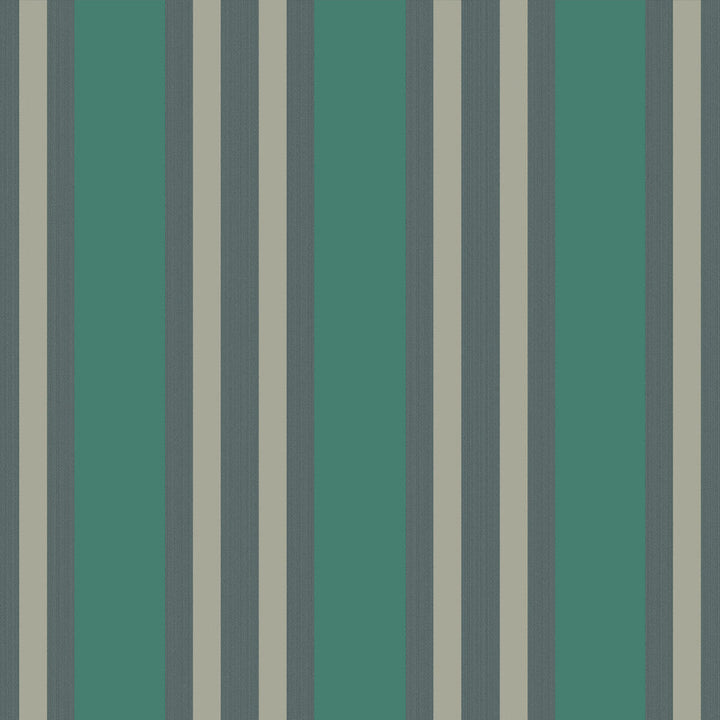 Polo Stripe Teal/Gilver by Cole & Son Designer Wallcovering COLE & SON MARQUEE STRIPES PAPER - 100% United Kingdom - Horizontal: 20.5 and Vertical: 0 20.5 - Swanky Fabrics -