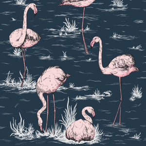 Flamingos Ink/Plaster Pink by Cole & Son Wallcovering