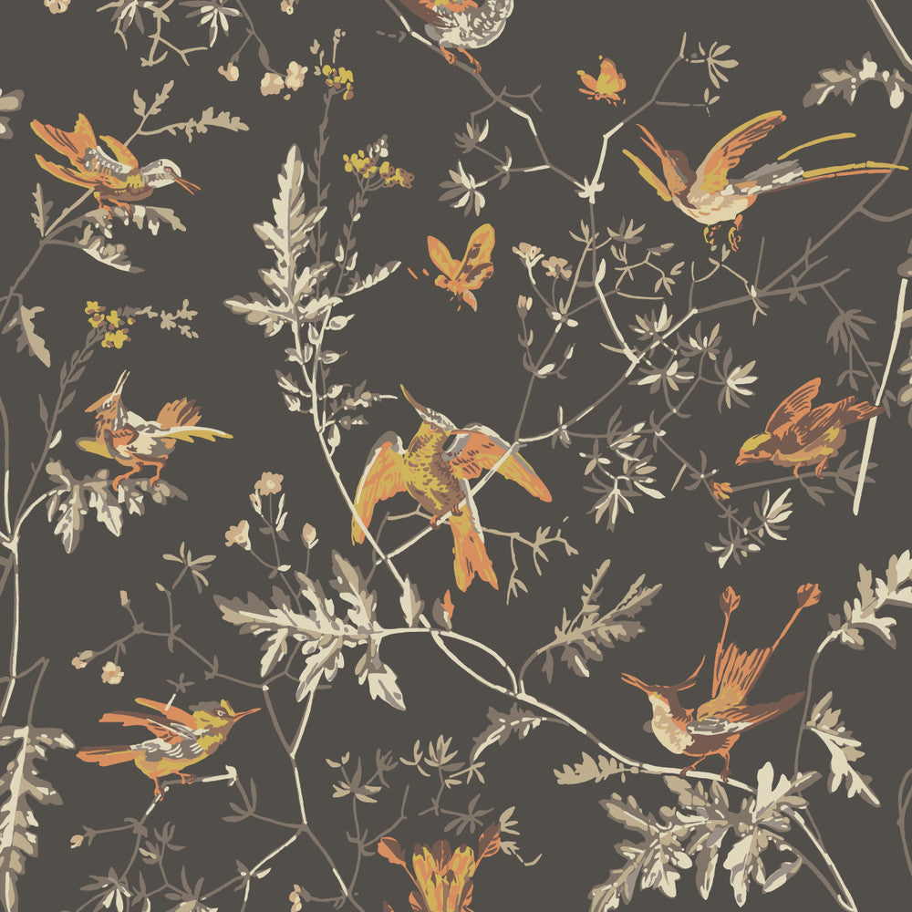 Hummingbirds Charcoal/Ginger by Cole & Son Wallcovering