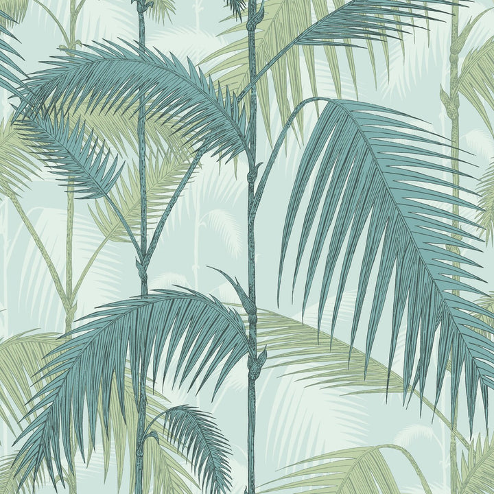 Palm Jungle Print Room Blue/Mint by Cole & Son Wallcovering COLE & SON ICONS PAPER - 100% United Kingdom Horizontal: 20.5 and Vertical: 25 20.5 - Fabric Carolina -