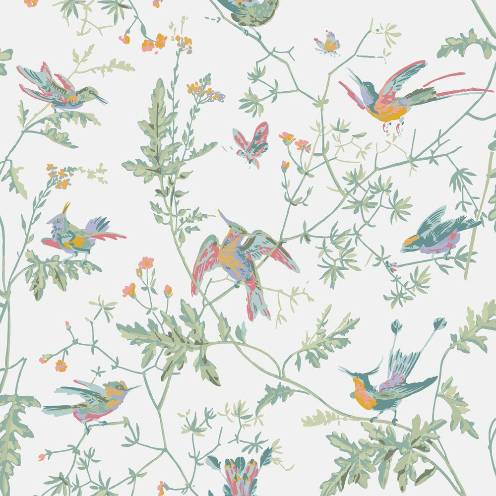 Hummingbirds Pastel by Cole & Son Designer Wallcovering COLE & SON ICONS PAPER - 100% United Kingdom Horizontal: and Vertical: 21 20.5 - Swanky Fabrics -