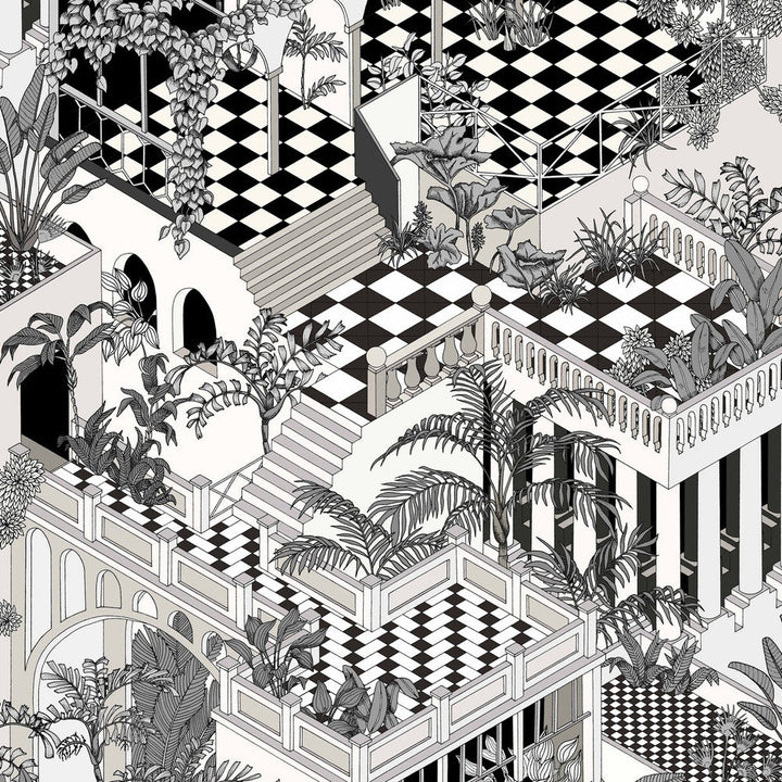 Miami Black/White by Cole & Son Designer Wallcovering COLE & SON ICONS PAPER - 100% United Kingdom - Horizontal: - and Vertical: 35.4 27 - Swanky Fabrics -
