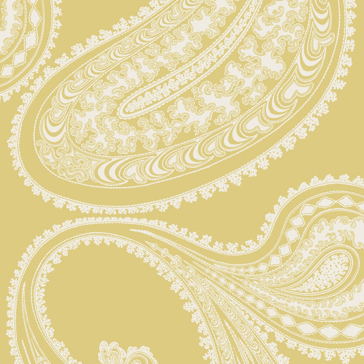 Rajapur Flock Yellow/White by Cole & Son Wallcovering COLE & SON ICONS PAPER - 100% United Kingdom Horizontal: and Vertical: 28.5 20.5 - Fabric Carolina -