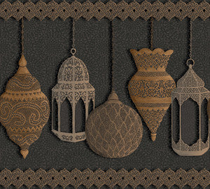 Fez Silver & Bronze On Charcoal by Cole & Son Wallcovering