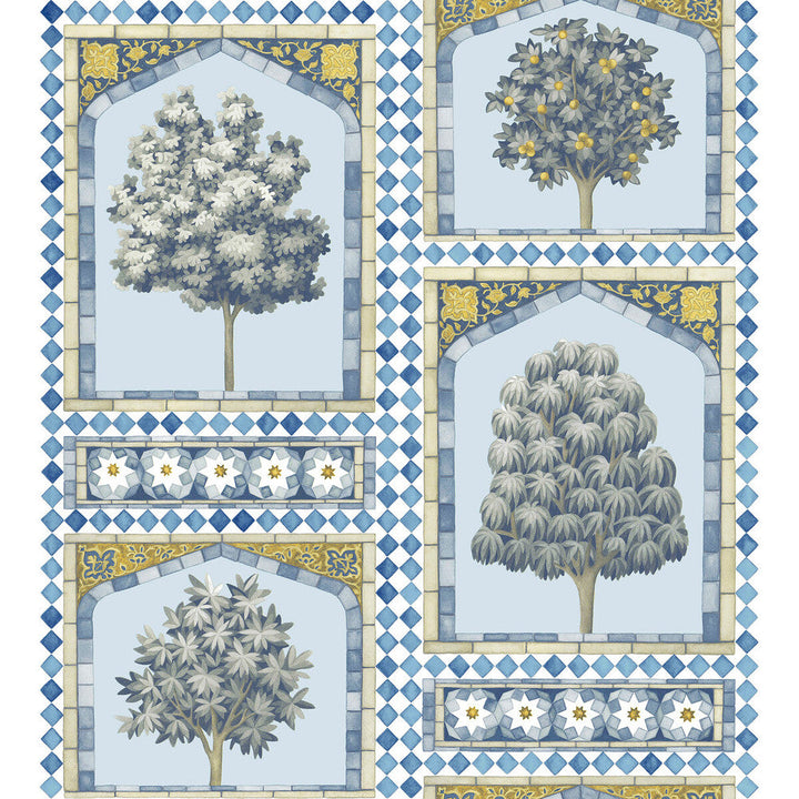 Sultan'S Palace China Blue & Ochre by Cole & Son Designer Wallcovering COLE & SON MARTYN LAWRENCE BULLARD PAPER - 100% United Kingdom Horizontal: and Vertical: 30 27 - Swanky Fabrics -
