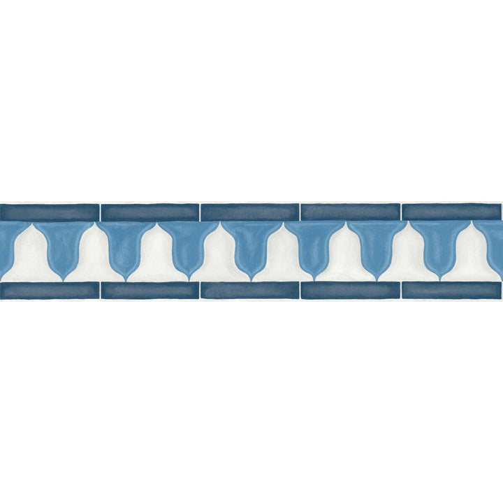 Zellige Border China Blue & White by Cole & Son Designer Wallcovering COLE & SON MARTYN LAWRENCE BULLARD PAPER - 100% United Kingdom - Horizontal: 20.5 and Vertical: - 4.1 - Swanky Fabrics -