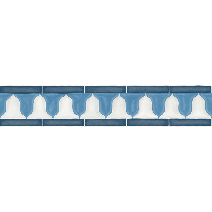 Zellige Border China Blue & White by Cole & Son Wallcovering COLE & SON MARTYN LAWRENCE BULLARD PAPER - 100% United Kingdom Horizontal: 20.5 and Vertical: 4.1 - Fabric Carolina -