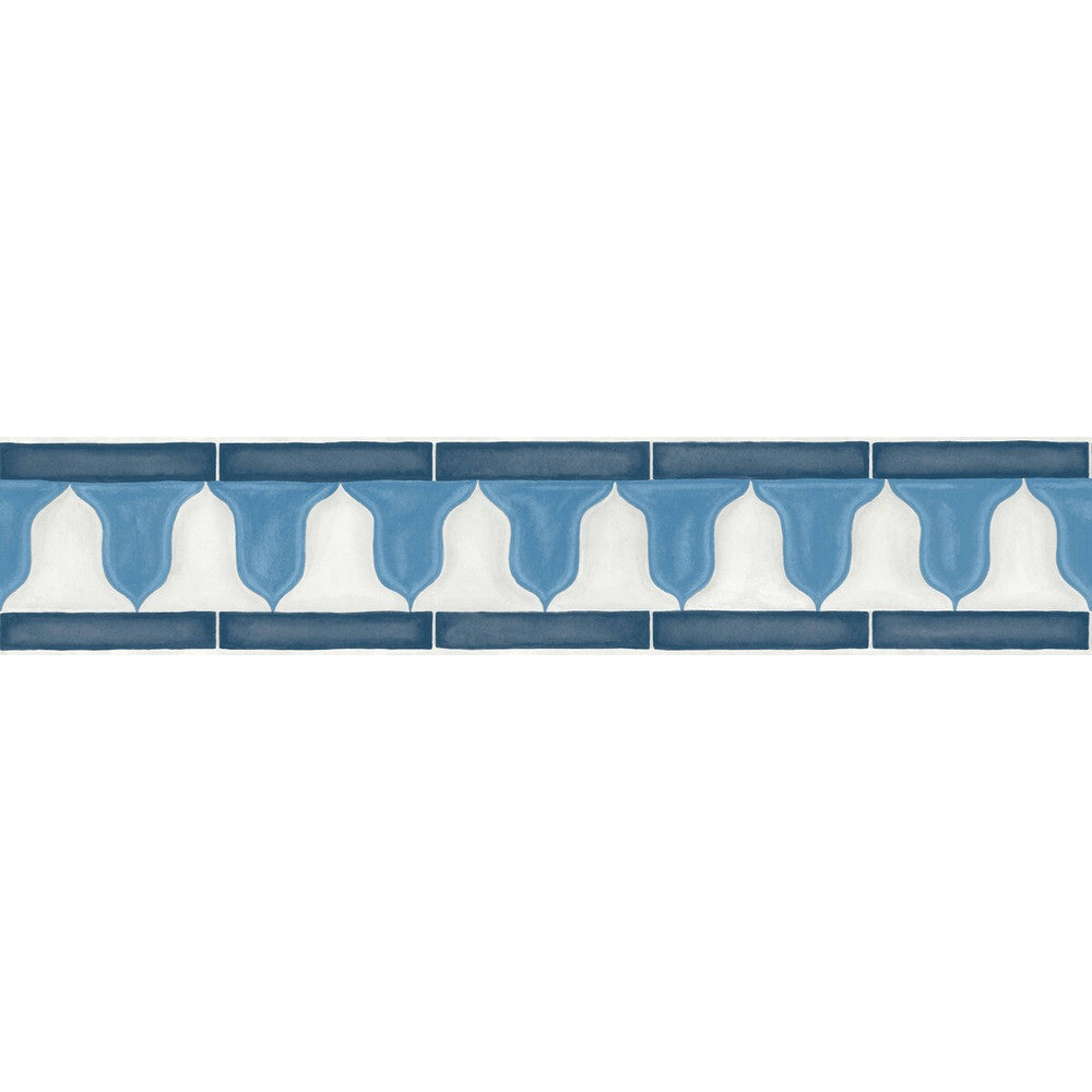 Zellige Border China Blue & White by Cole & Son Wallcovering COLE & SON MARTYN LAWRENCE BULLARD PAPER - 100% United Kingdom - Horizontal: 20.5 and Vertical: - 4.1 - Fabric Carolina -