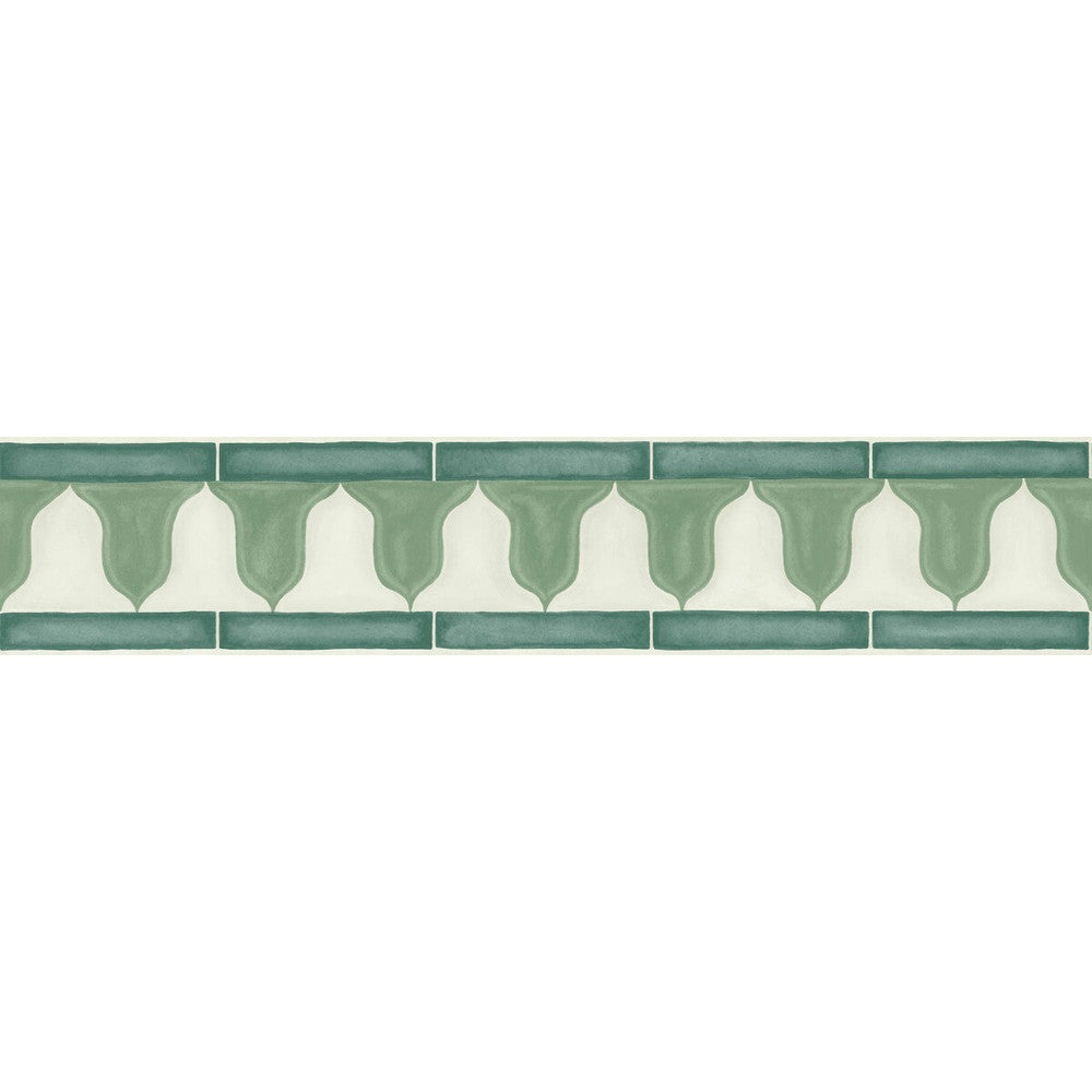 Zellige Border Olive by Cole & Son Designer Wallcovering COLE & SON MARTYN LAWRENCE BULLARD PAPER - 100% United Kingdom - Horizontal: 20.5 and Vertical: - 4.1 - Swanky Fabrics -