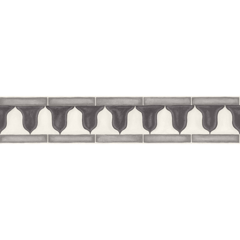 Zellige Border Soot & Snow by Cole & Son Designer Wallcovering COLE & SON MARTYN LAWRENCE BULLARD PAPER - 100% United Kingdom Horizontal: 20.5 and Vertical: 4.1 - Swanky Fabrics -