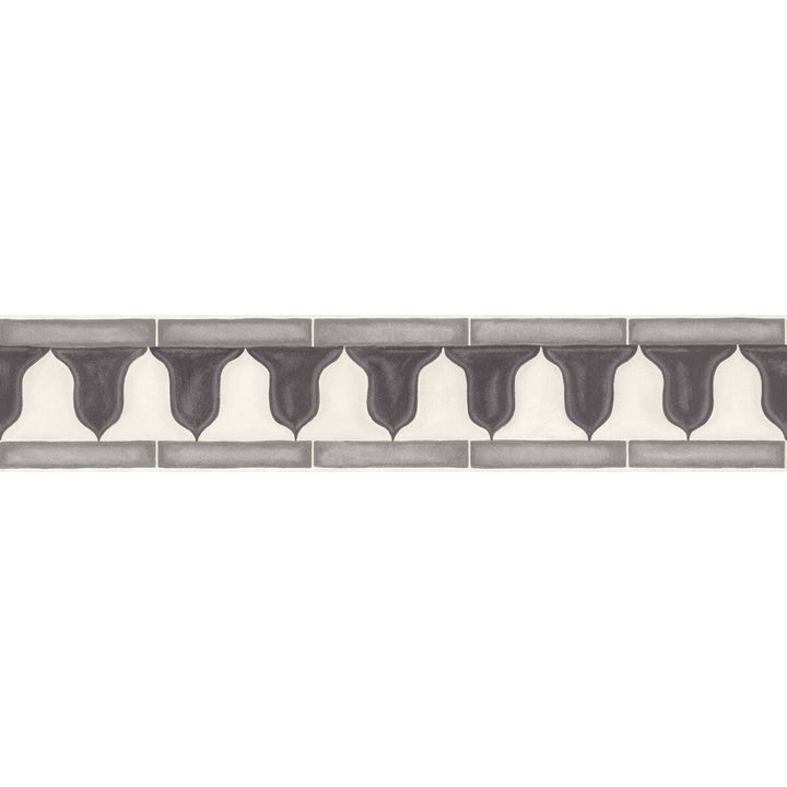 Zellige Border Soot & Snow by Cole & Son Designer Wallcovering COLE & SON MARTYN LAWRENCE BULLARD PAPER - 100% United Kingdom Horizontal: 20.5 and Vertical: 4.1 - Swanky Fabrics -