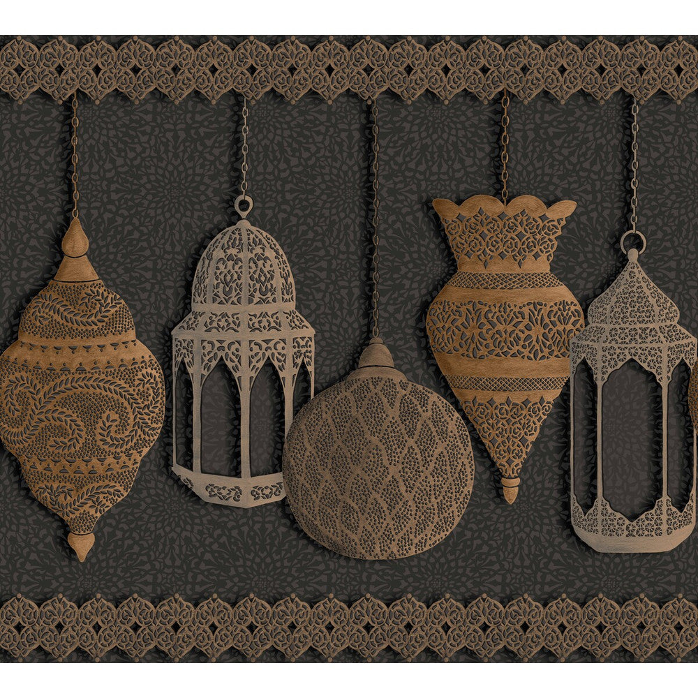 Fez Silver & Bronze On Charcoal by Cole & Son Wallcovering COLE & SON MARTYN LAWRENCE BULLARD PAPER - 100% United Kingdom - Horizontal: 30 and Vertical: - 27 - Fabric Carolina -