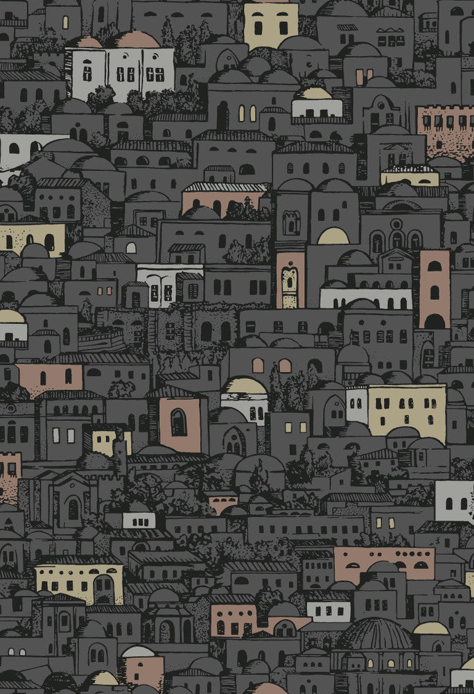 Mediterranea Charcoal & Metallic by Cole & Son Wallcovering