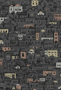 Mediterranea Charcoal & Metallic by Cole & Son Wallcovering