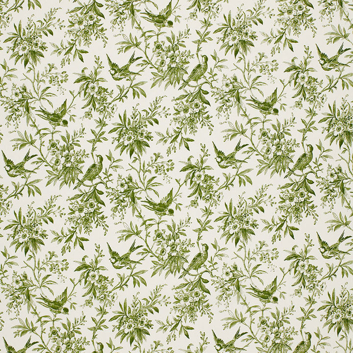 Songbirds Moss 1149047 by Schumacher Fabric TOILE See Sample THAILAND MEDIUM DUTY </p><p>Repeat: Horizontal: 9" (23CM) and Vertical: 16" (41CM) 54" WIDE (137CM) - Fabric Carolina -