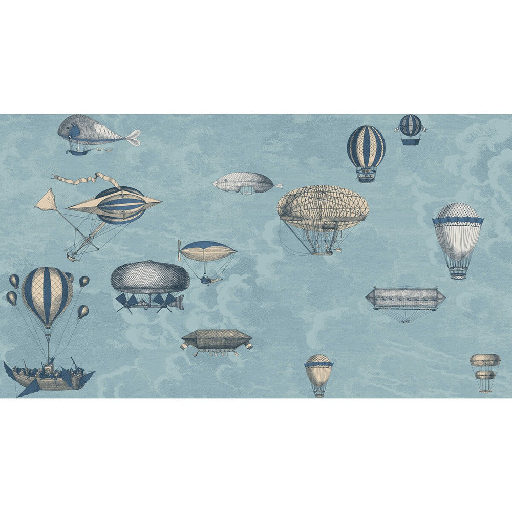 Macchine Volanti Slate Blue & Gilver by Cole & Son Wallcovering COLE & SON FORNASETTI PAPER - 100% United Kingdom Horizontal: 54 and Vertical: 30 54 - Fabric Carolina -