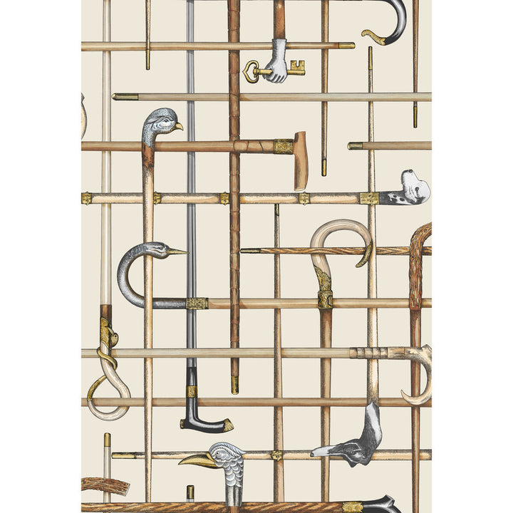 Bastoni Cream by Cole & Son Wallcovering COLE & SON FORNASETTI SENZA TEMPO PAPER - 100% United Kingdom - Horizontal: 20.5 and Vertical: 30 20.5 - Fabric Carolina -