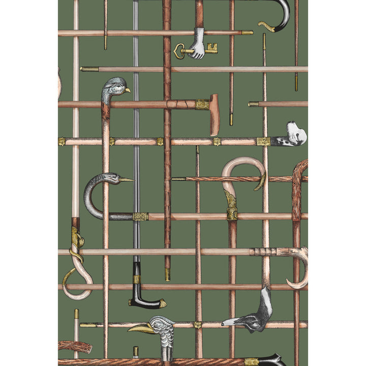 Bastoni Forest Green by Cole & Son Wallcovering COLE & SON FORNASETTI SENZA TEMPO PAPER - 100% United Kingdom Horizontal: 20.5 and Vertical: 30 20.5 - Fabric Carolina -