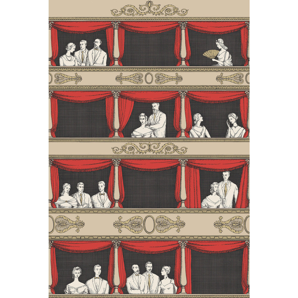 Teatro Linen/Rouge by Cole & Son Wallcovering COLE & SON FORNASETTI SENZA TEMPO PAPER - 100% United Kingdom Horizontal: and Vertical: 40.1 27 - Fabric Carolina -