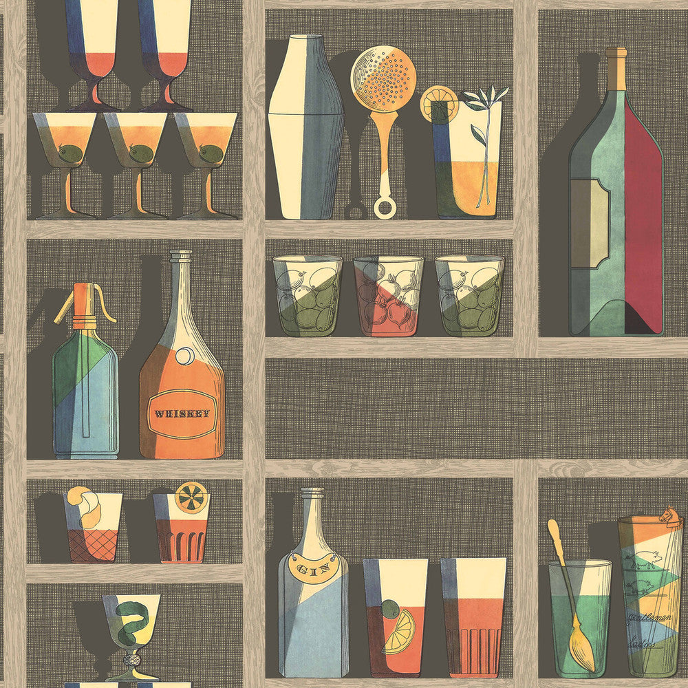 Cocktails Multi by Cole & Son Wallcovering COLE & SON FORNASETTI SENZA TEMPO PAPER - 100% United Kingdom Horizontal: 27 and Vertical: 27 27 - Fabric Carolina -