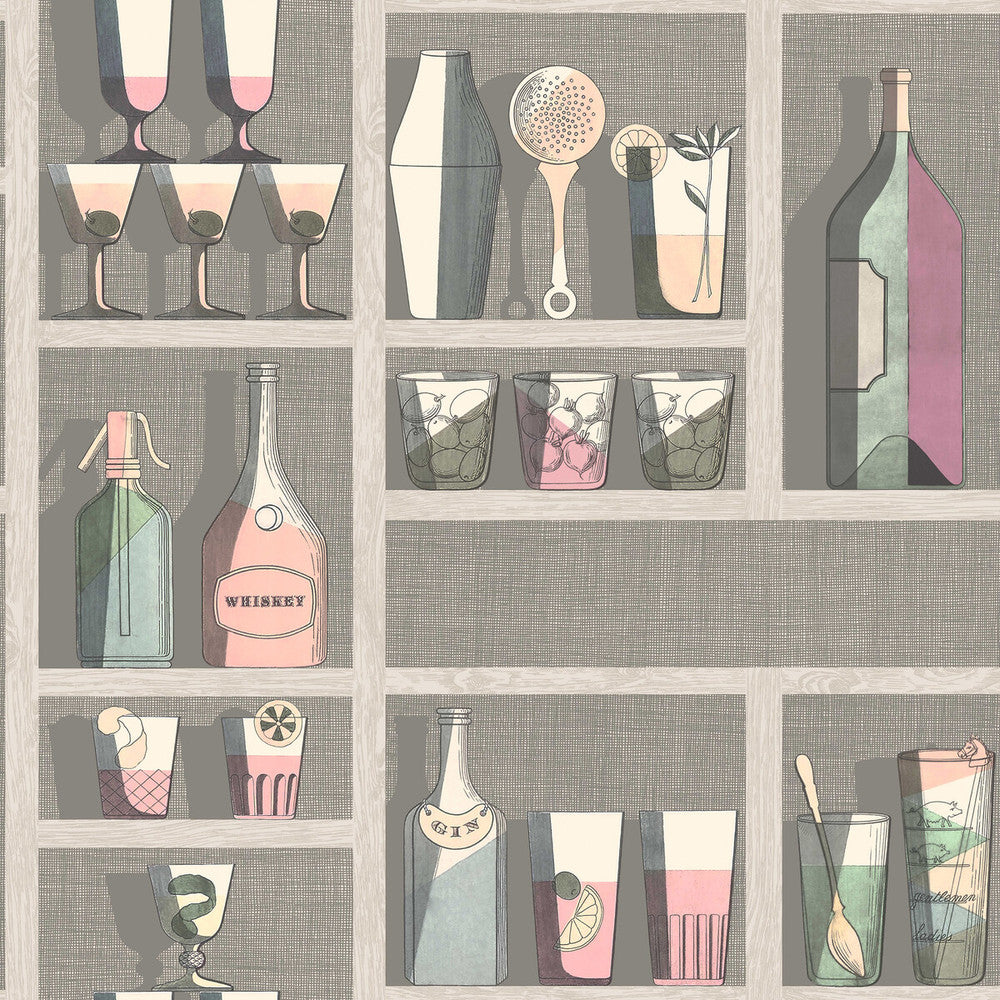 Cocktails Pastel by Cole & Son Wallcovering COLE & SON FORNASETTI SENZA TEMPO PAPER - 100% United Kingdom Horizontal: 27 and Vertical: 27 27 - Fabric Carolina -