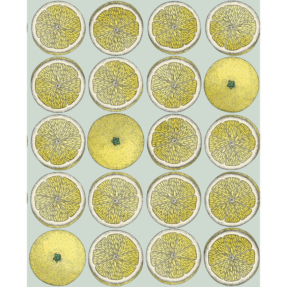 Arance Lemon/Seafoam by Cole & Son Wallcovering COLE & SON FORNASETTI SENZA TEMPO PAPER - 100% United Kingdom - Horizontal: 20.5 and Vertical: 25.2 20.5 - Fabric Carolina -