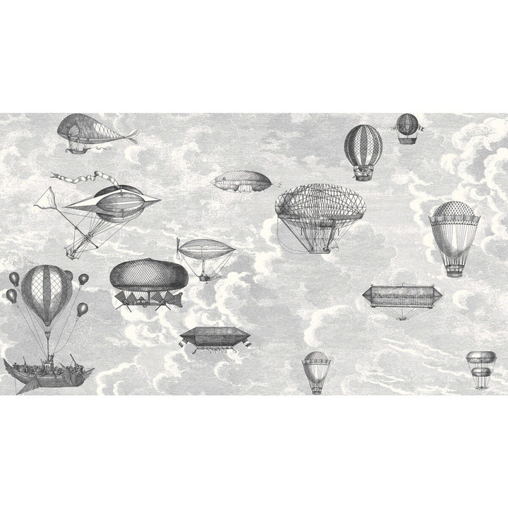 Macchine Volanti Soot/Snow by Cole & Son Designer Wallcovering COLE & SON FORNASETTI SENZA TEMPO PAPER - 100% United Kingdom Horizontal: 54 and Vertical: 30 54 - Swanky Fabrics -