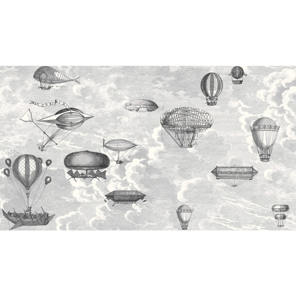 Macchine Volanti Soot/Snow by Cole & Son Designer Wallcovering COLE & SON FORNASETTI SENZA TEMPO PAPER - 100% United Kingdom - Horizontal: 54 and Vertical: 30 54 - Swanky Fabrics -