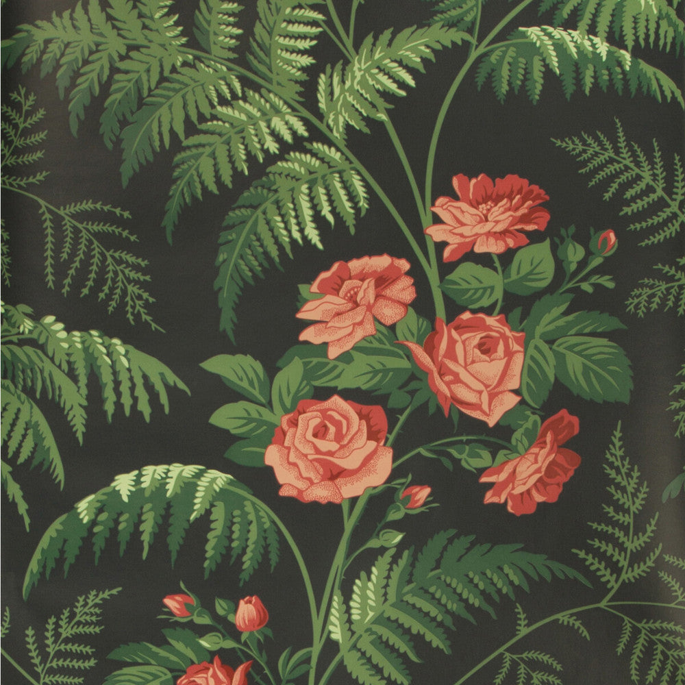 Rose Red/L Green/Charcoal by Cole & Son Designer Wallcovering COLE & SON BOTANICAL BOTANICA PAPER - 100% United Kingdom Horizontal: and Vertical: 25.2 20.5 - Swanky Fabrics -