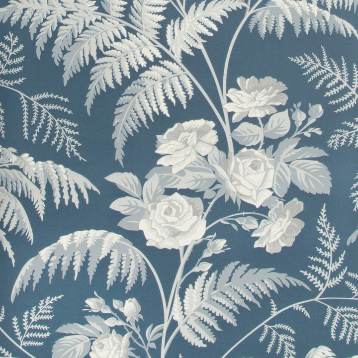 Rose White/Ice Blue/Denim by Cole & Son Designer Wallcovering COLE & SON BOTANICAL BOTANICA PAPER - 100% United Kingdom - Horizontal: - and Vertical: 25.2 20.5 - Swanky Fabrics -
