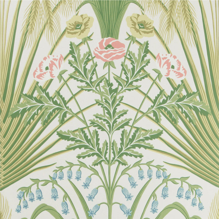 Bluebell Spring Green/Crm by Cole & Son Designer Wallcovering COLE & SON BOTANICAL BOTANICA PAPER - 100% United Kingdom - Horizontal: 20.5 and Vertical: 30 20.5 - Swanky Fabrics -