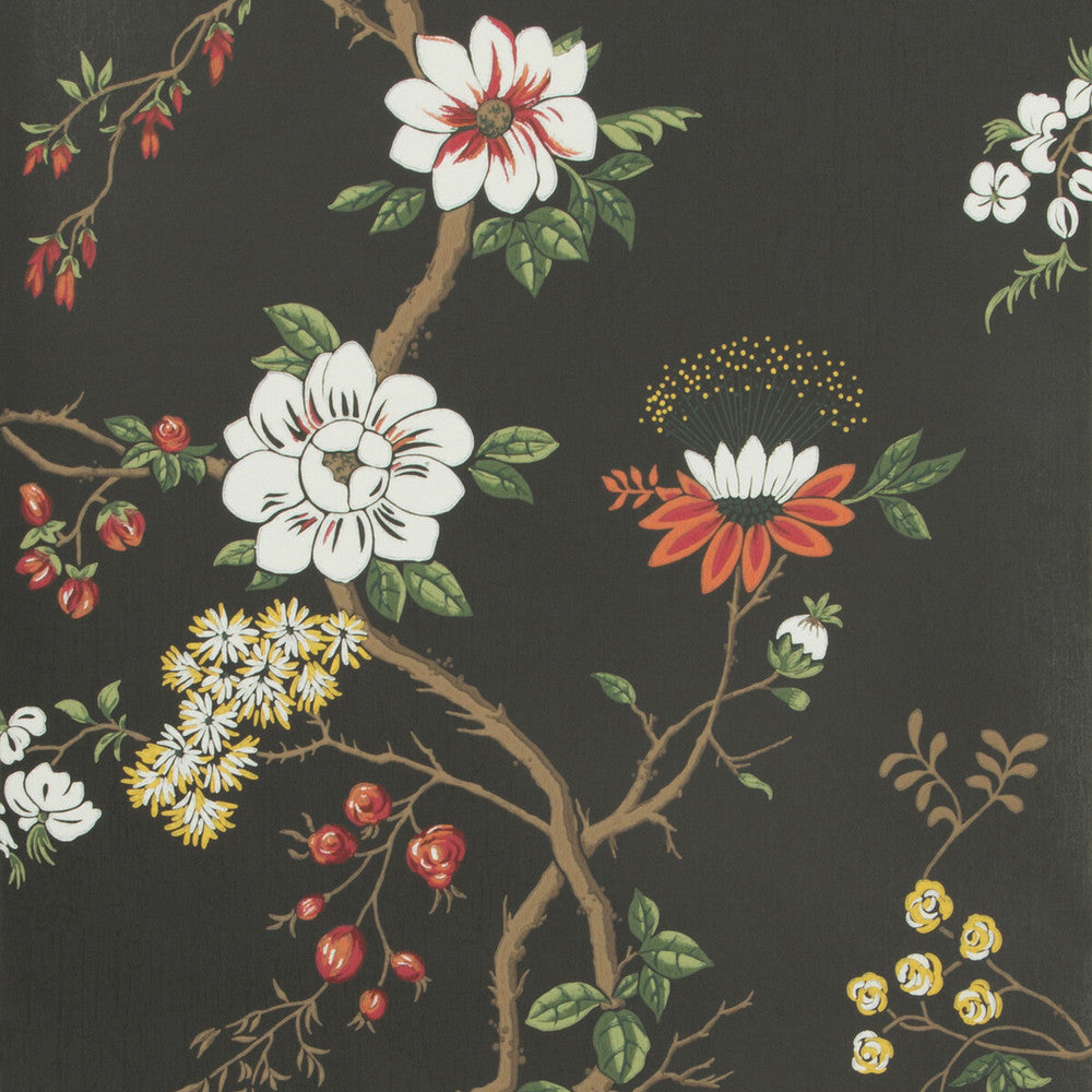Camellia White/Red/Charco by Cole & Son Wallcovering COLE & SON BOTANICAL BOTANICA PAPER - 100% United Kingdom - Horizontal: - and Vertical: 24 20.5 - Fabric Carolina -